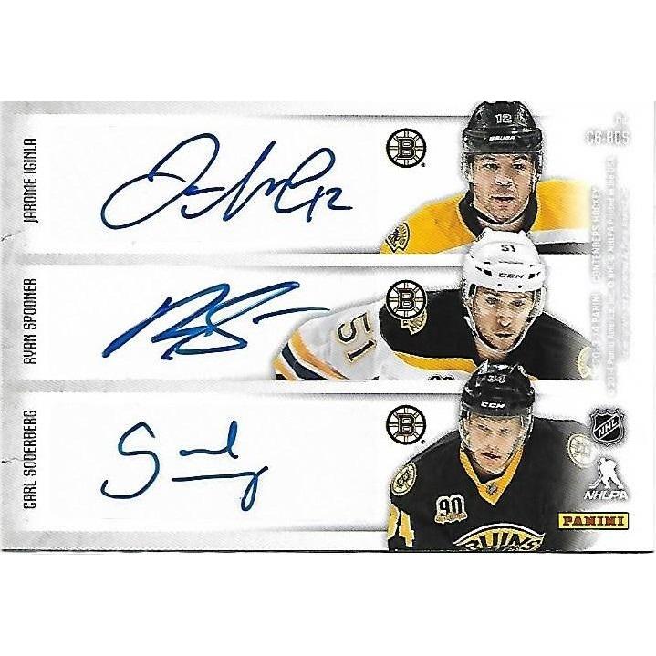 2013-14 Panini Contenders Patrice Bergeron David Krejci Reilly Smith Jarome Iginla Ryan Spooner Carl Soderberg Sixes Autograph BOS