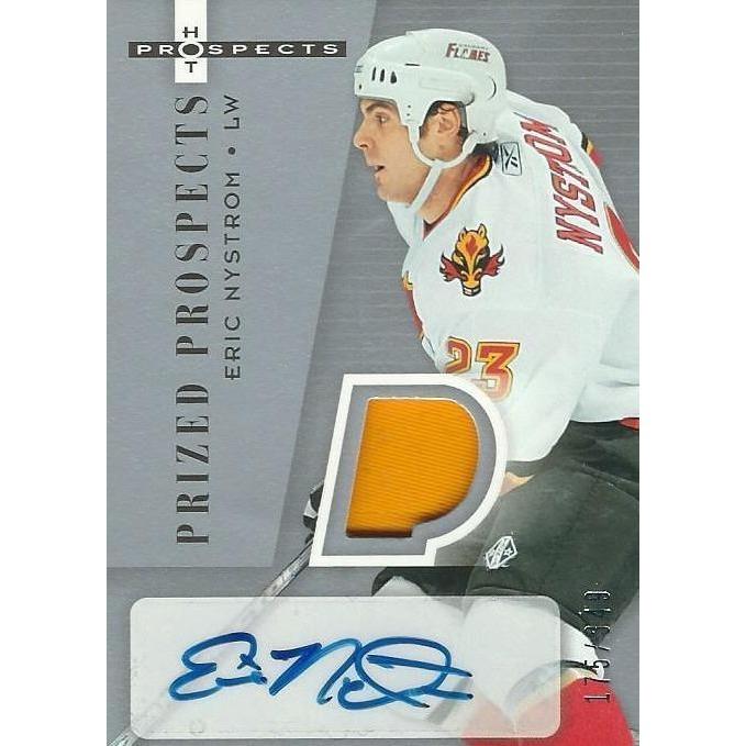 2005-06 Fleer Hot Prospects Eric Nystrom Prized Prospects Rookie Patch Autograph RPA /349 BB CGY
