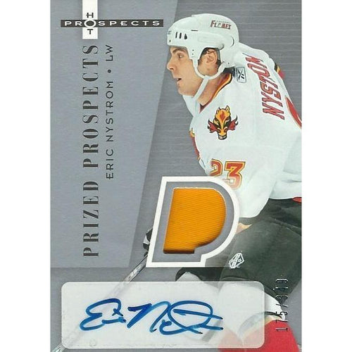 2005-06 Fleer Hot Prospects Eric Nystrom Prized Prospects Rookie Patch Autograph RPA /349 BB CGY