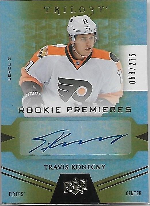 2016-17 Upper Deck Trilogy Travis Konecny Rookie Premieres Autograph /275 PHI