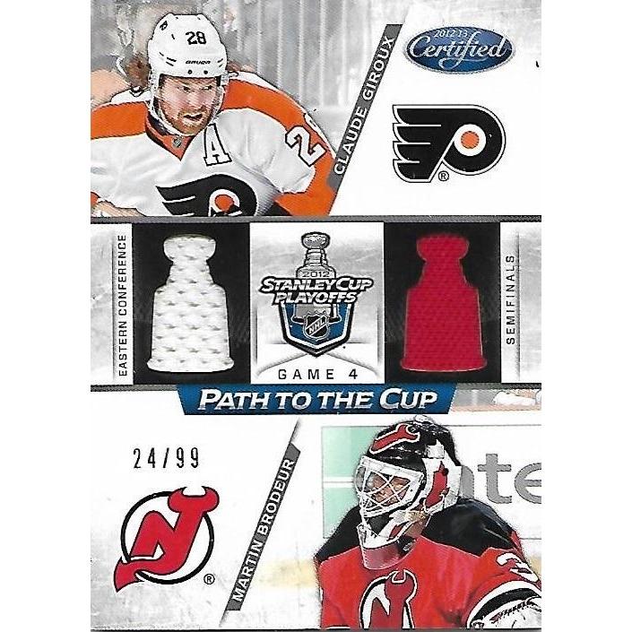 2012-13 Panini Certified Claude Giroux Martin Brodeur Path to the Cup Jersey /99 PHI NJD