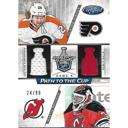 2012-13 Panini Certified Claude Giroux Martin Brodeur Path to the Cup Jersey /99 PHI NJD