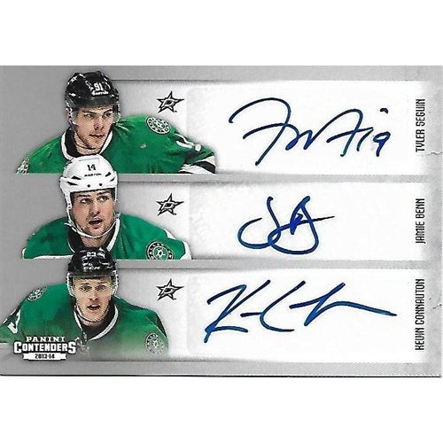 2018-19 Panini Contenders Tyler Seguin Jamie Benn Kevin Connauton Jamie Oleksiak Tim Thomas Christopher Nilstorp Sixes Autograph DAL