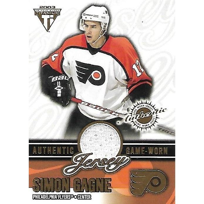 2002-03 Pacific Private Stock Titanium Simon Gagne Jersey /1028 BB PHI