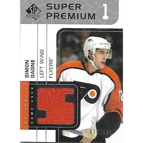 2002-03 Upper Deck SP Authentic Simon Gagne Super Premium Jersey /599 BB PHI