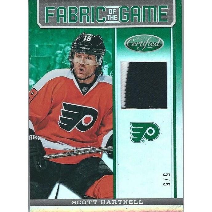 2012-13 Panini Certified Scott Hartnell Fabric of the Game Emerald Green Patch 5/5 PHI