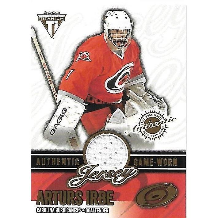 2002-03 Pacific Private Stock Titanium Arturs Irbe Jersey /829 BB CAR
