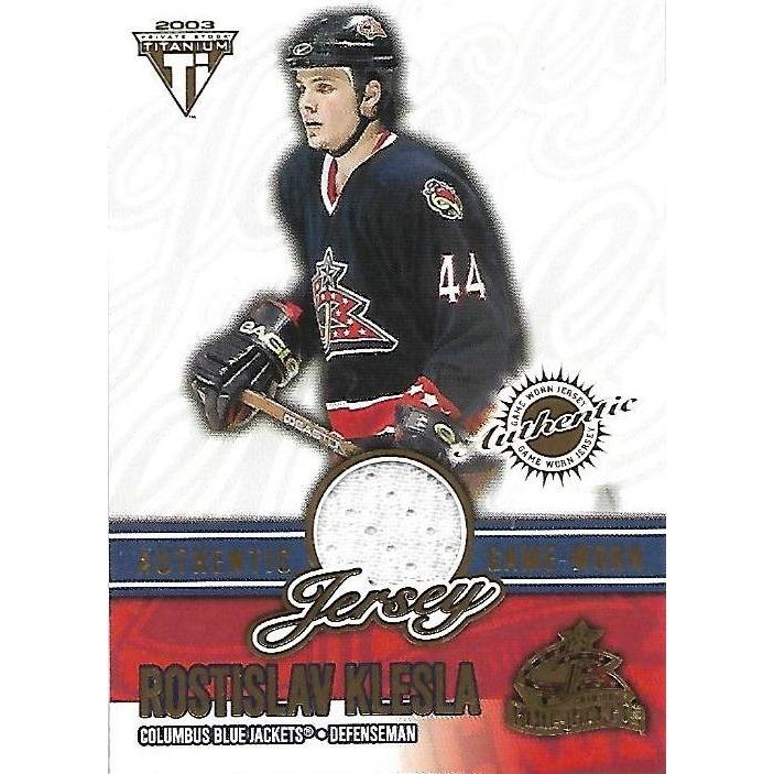 2002-03 Pacific Private Stock Titanium Rostislav Klesla Jersey /1099 BB CLB