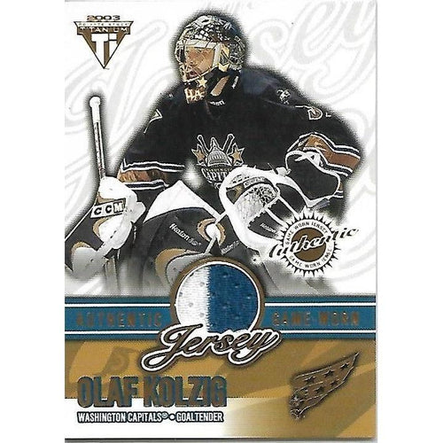 2002-03 Pacific Private Stock Titanium Olaf Kolzig Jersey /1303 BB WSH