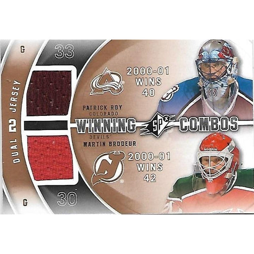2011-12 Upper Deck SPx Patrick Roy / Martin Brodeur Winning Combos Jersey COL NJD