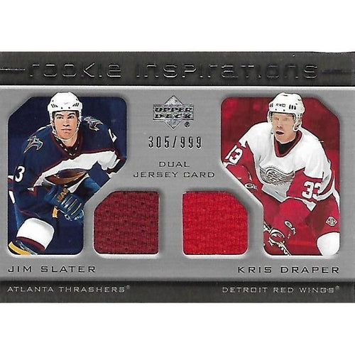 2005-06 Upper Deck Rookie Inspirations Update Jim Slater Kris Draper Jersey /999 BB DET