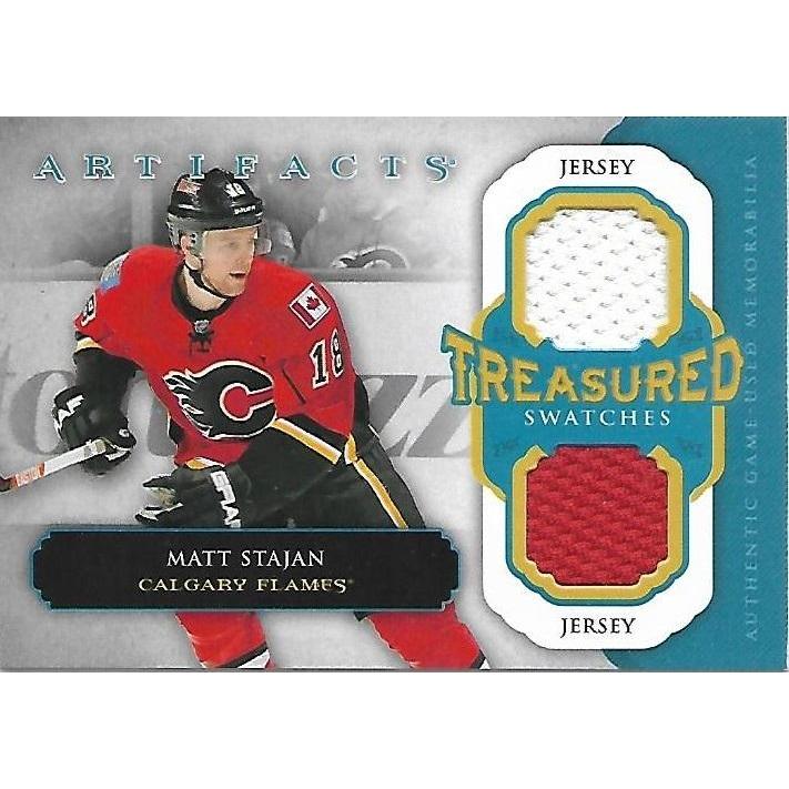 2013-14 Upper Deck Artifacts Matt Stajan Treasured Swatches Jersey BB CGY
