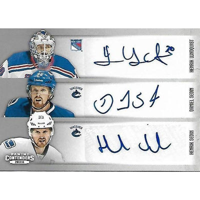 2013-14 Panini Contenders Henrik Lundqvist Daniel Sedin Henrik Sedin Gabriel Landeskog Jakob Silfverberg Jonas Enroth Sixes Autograph Swedish Players