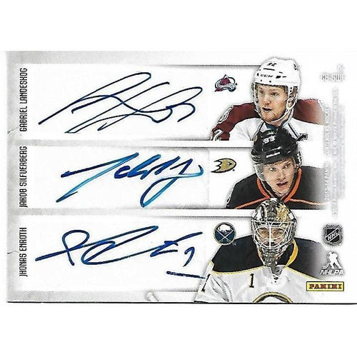 2013-14 Panini Contenders Henrik Lundqvist Daniel Sedin Henrik Sedin Gabriel Landeskog Jakob Silfverberg Jonas Enroth Sixes Autograph Swedish Players
