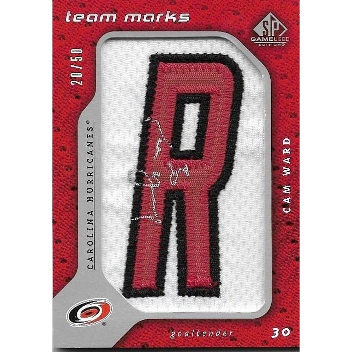 2008-09 SP Game Used Cam Ward Team Marks "R" Patch Autograph /50 CAR